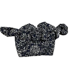 Apiece Apart Womens Off Shoulder Crop Top Navy Blue Off White Size 2